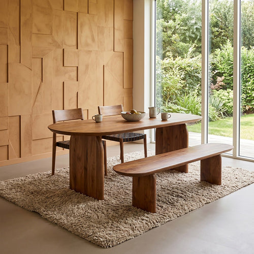 Bullnose eettafel bruin 180 cm - gesloten onderstel - Noël Home