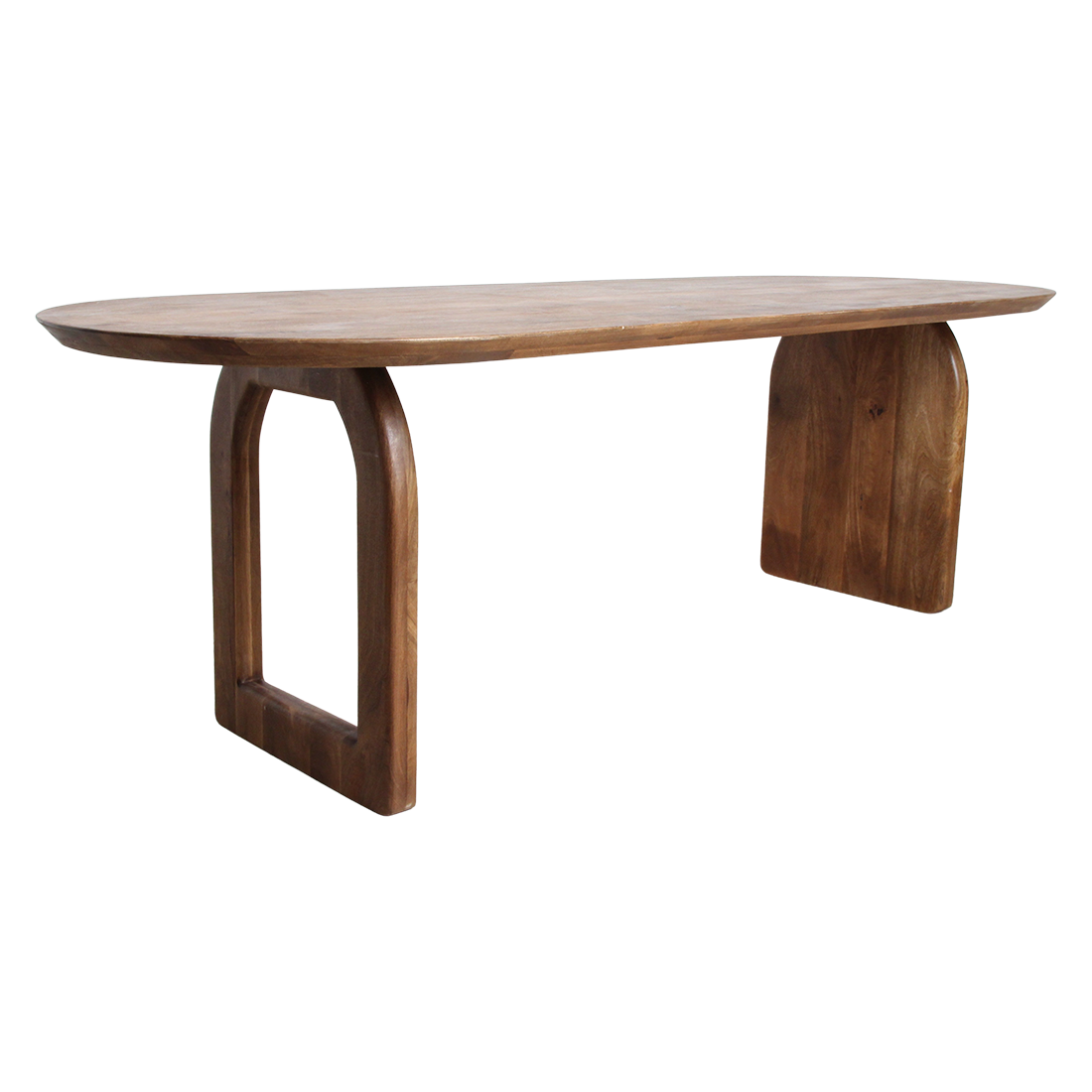 Bullnose Dining Table Brown 200 cm - Mixed Base