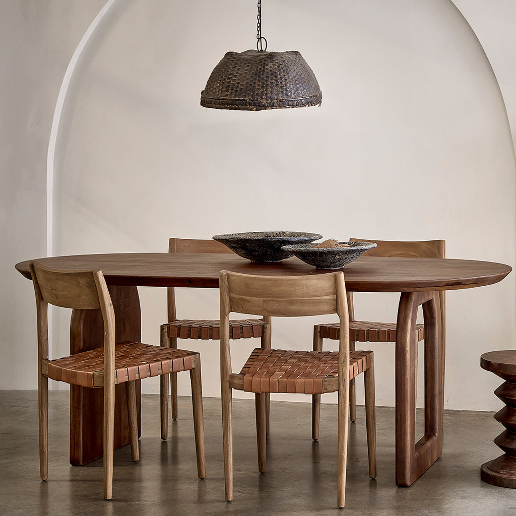 Bullnose Dining Table Brown 200 cm - Mixed Base