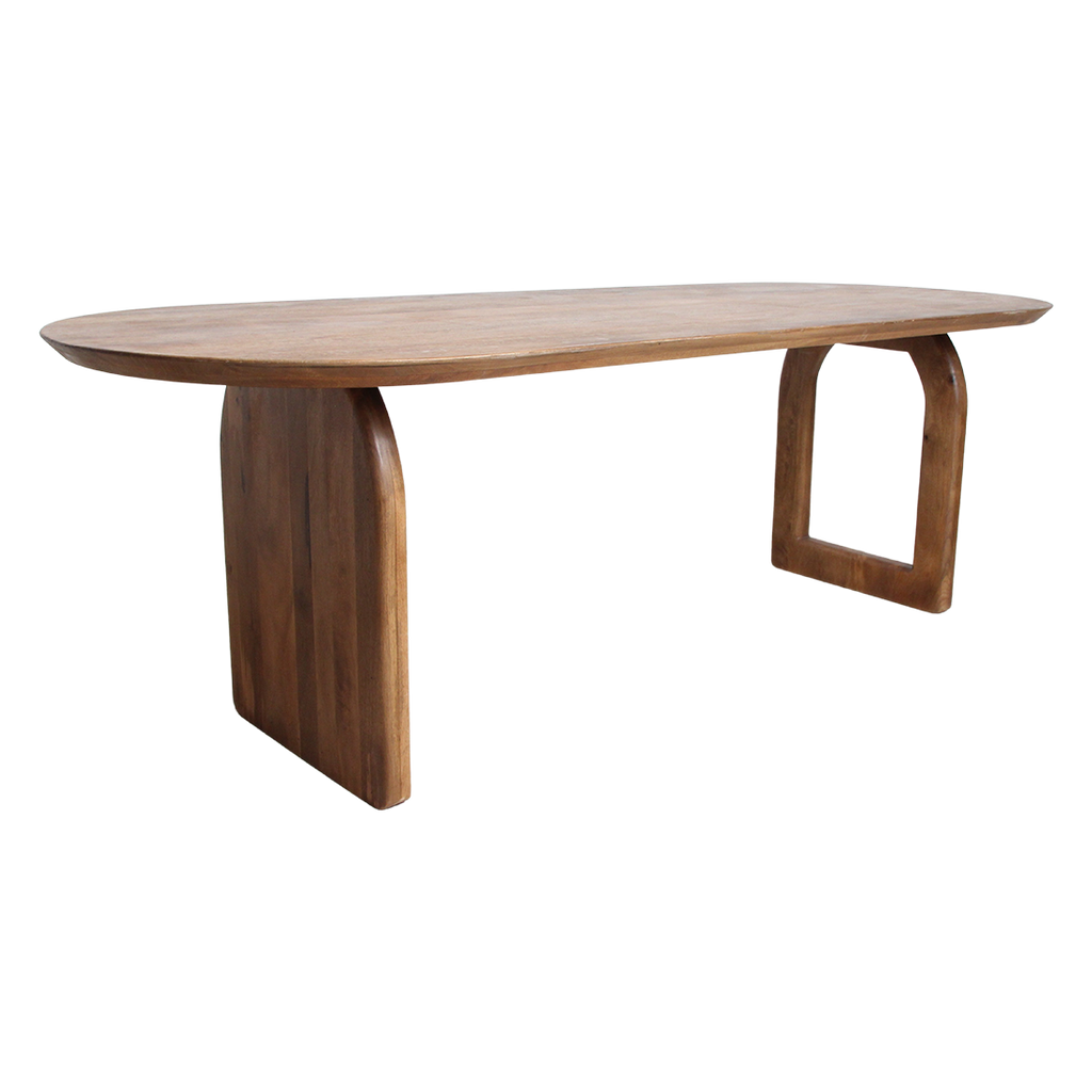 Bullnose Dining Table Brown 200 cm - Mixed Base