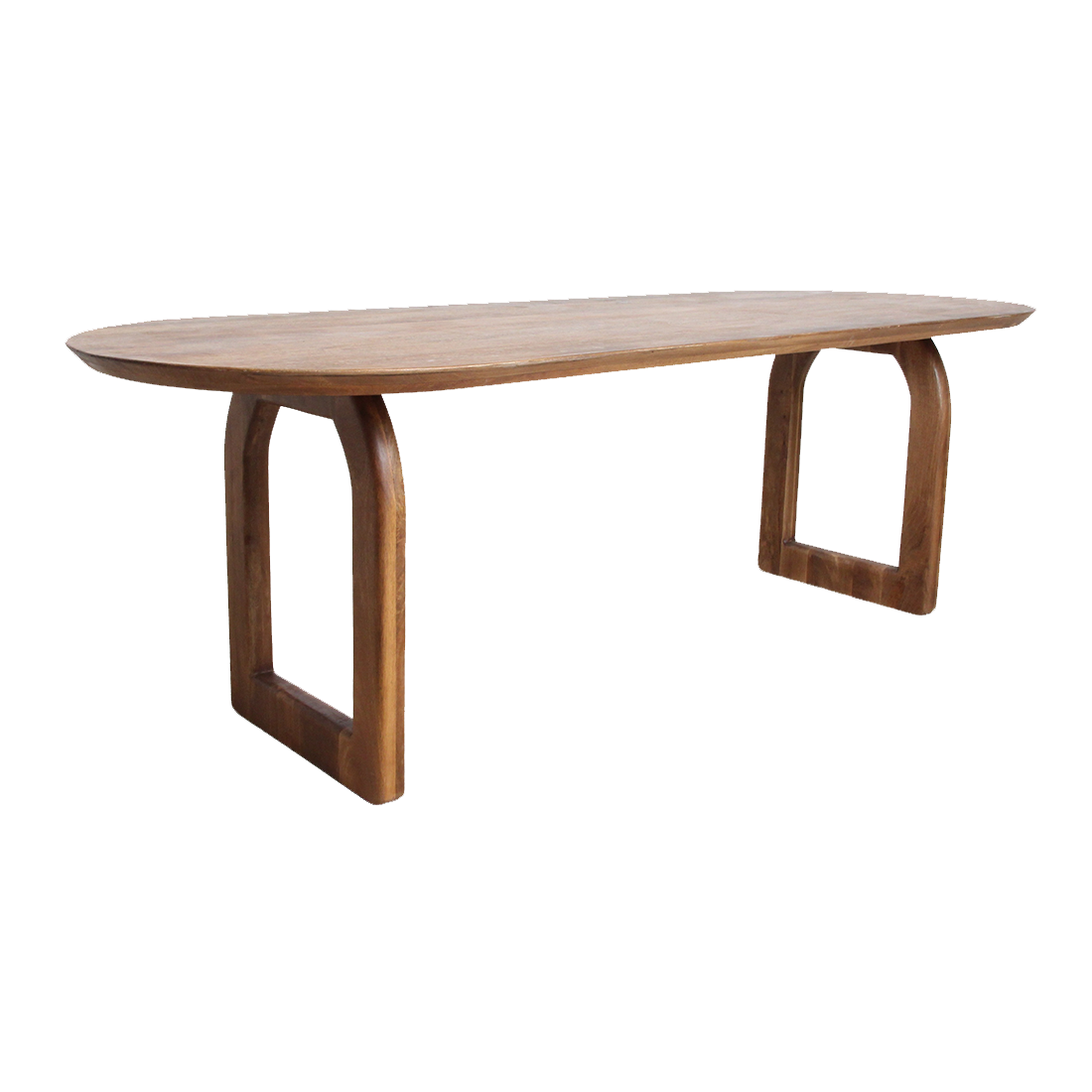 Bullnose dining table brown 200 cm - open base