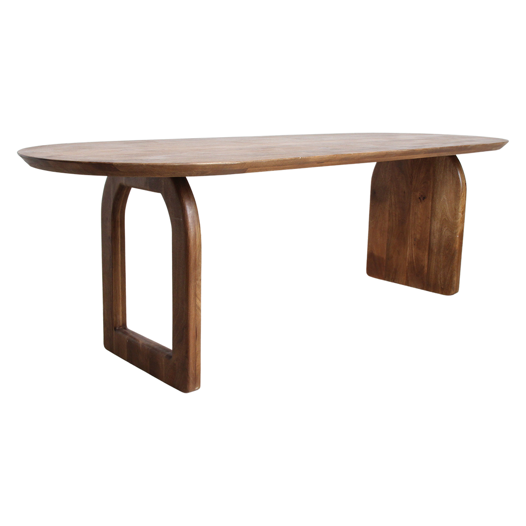 Bullnose dining table brown 240 cm - mixed base