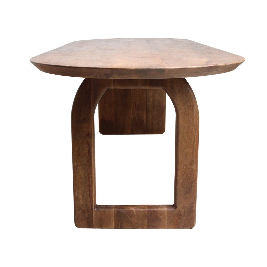 Bullnose dining table brown 240 cm - mixed base