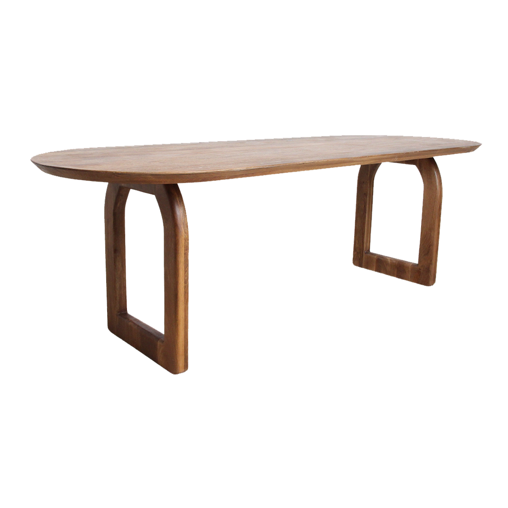 Bullnose dining table brown 240 cm - open base