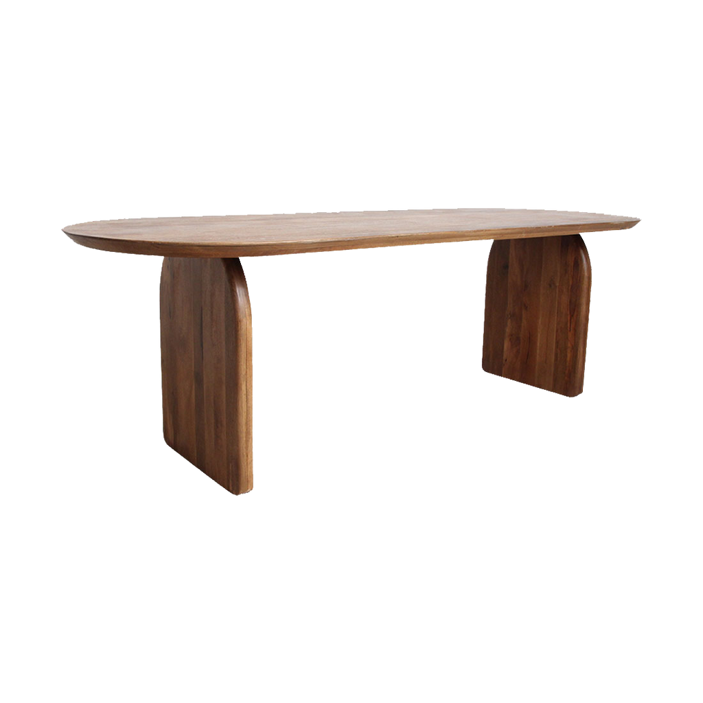 Bullnose dining table brown 240 cm - closed base