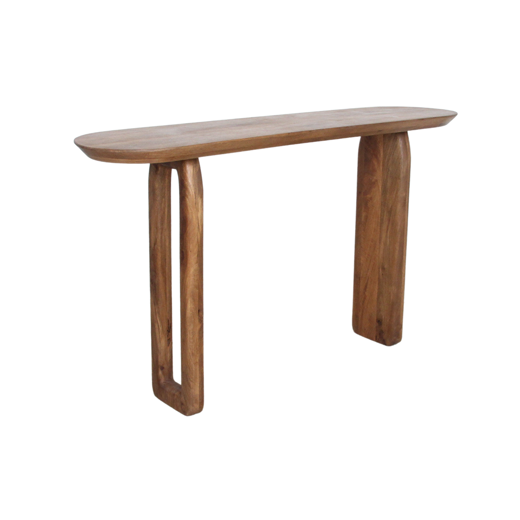 Bullnose mangohouten wandtafel bruin - 140x35x80 cm