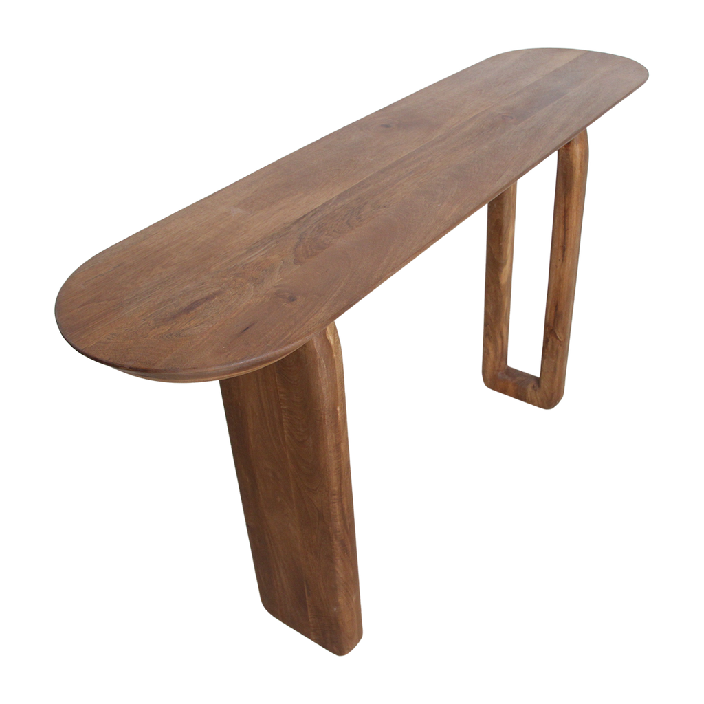 Bullnose mangohouten wandtafel bruin - 140x35x80 cm