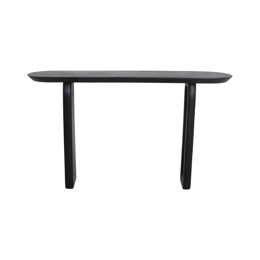 Bullnose mangohouten wandtafel zwart -140x35x80 cm
