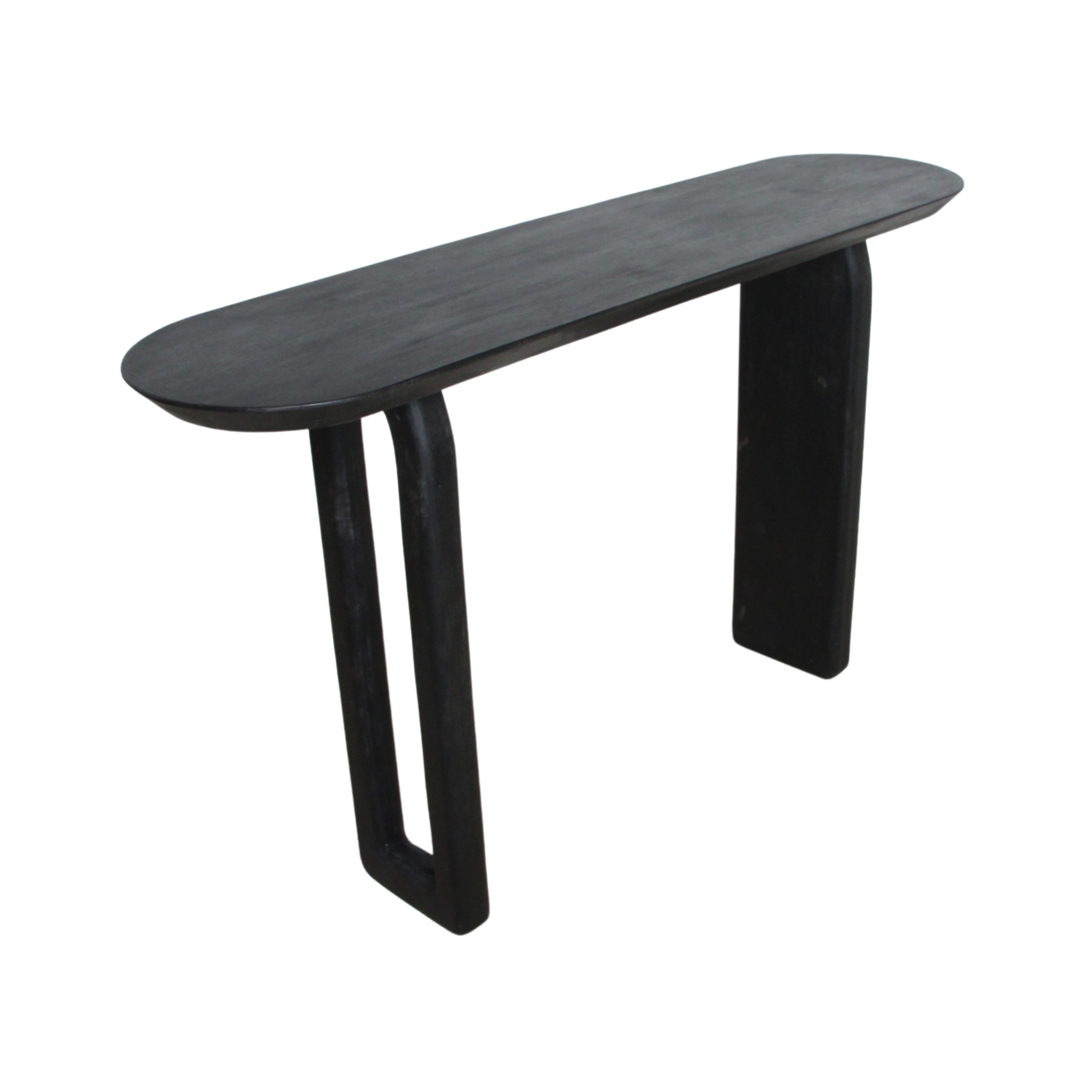 Bullnose mangohouten wandtafel zwart -140x35x80 cm