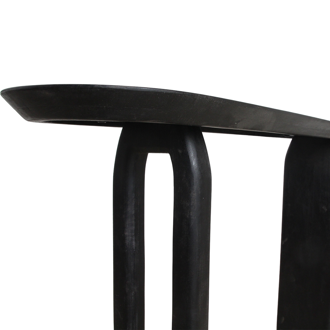 Bullnose mangohouten wandtafel zwart -140x35x80 cm