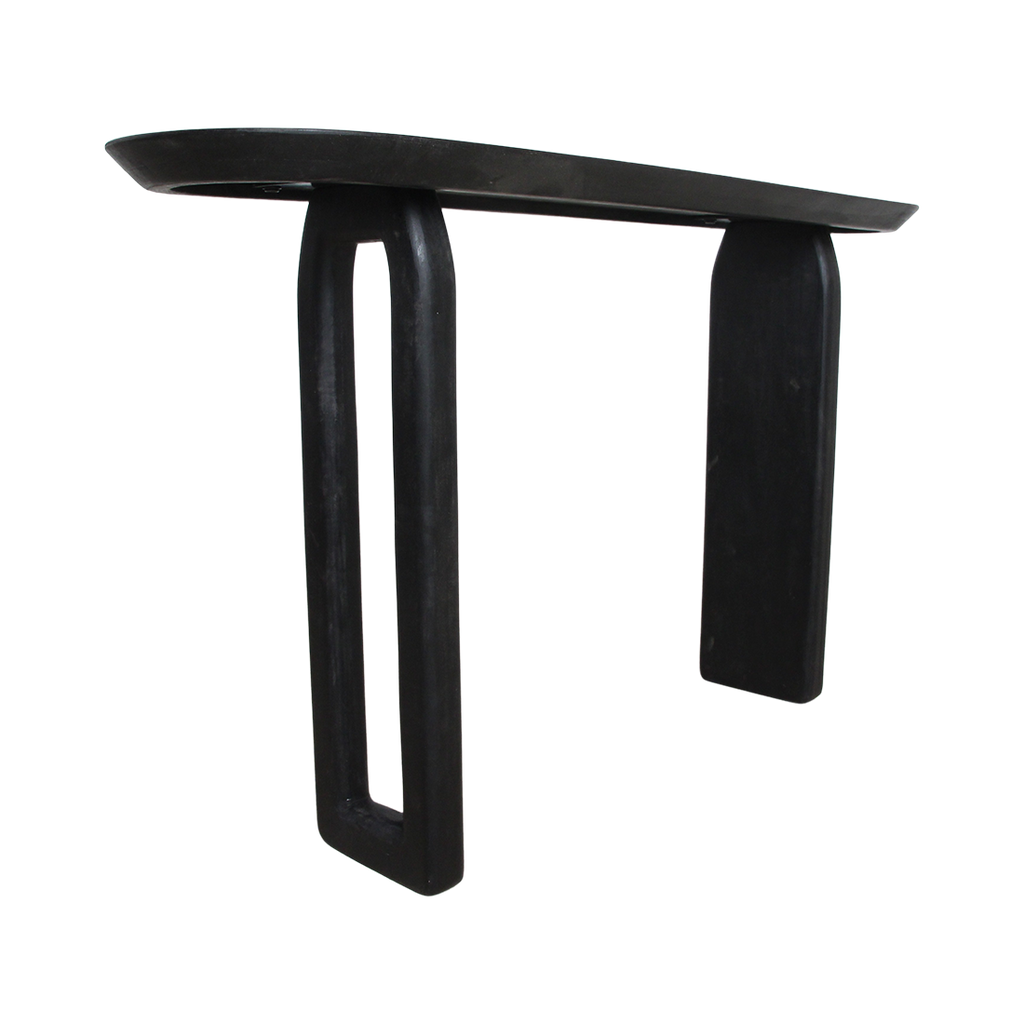 Bullnose mangohouten wandtafel zwart -140x35x80 cm