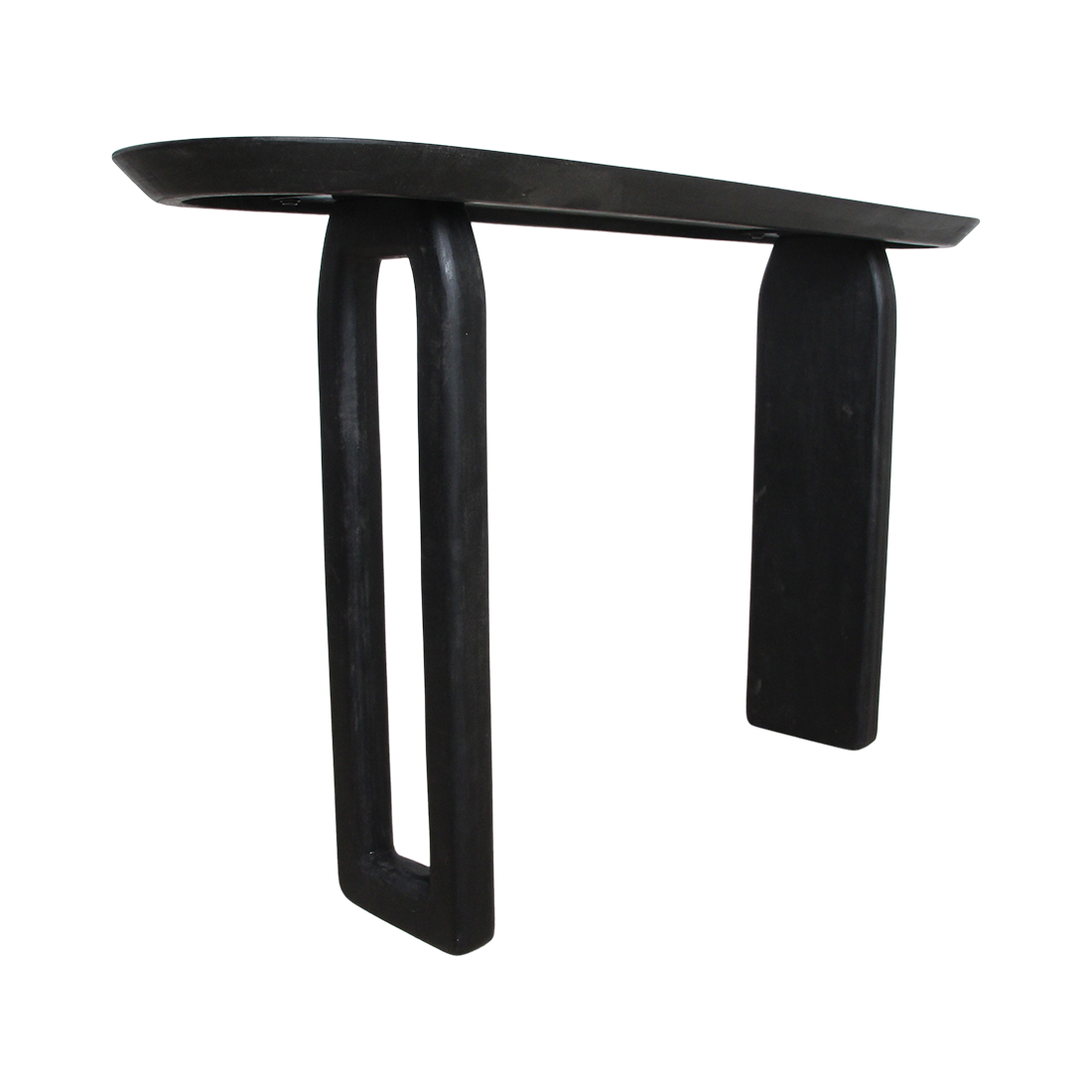 Bullnose mangohouten wandtafel zwart -140x35x80 cm