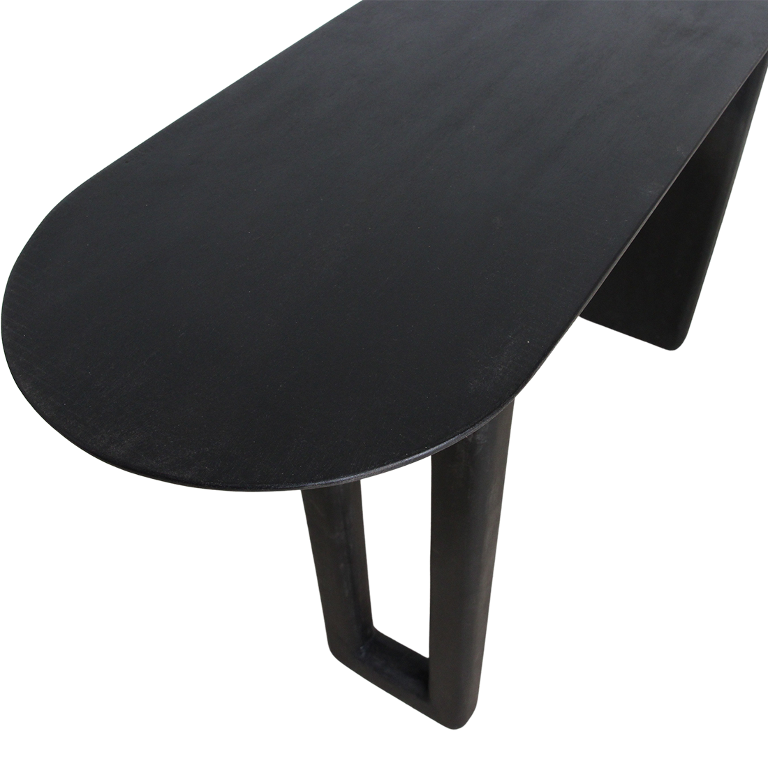Bullnose mangohouten wandtafel zwart -140x35x80 cm