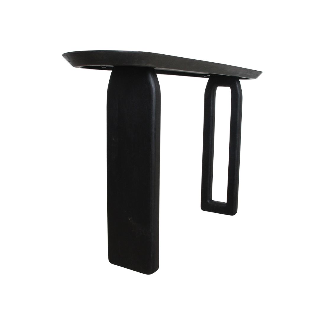 Bullnose mangohouten wandtafel zwart -140x35x80 cm