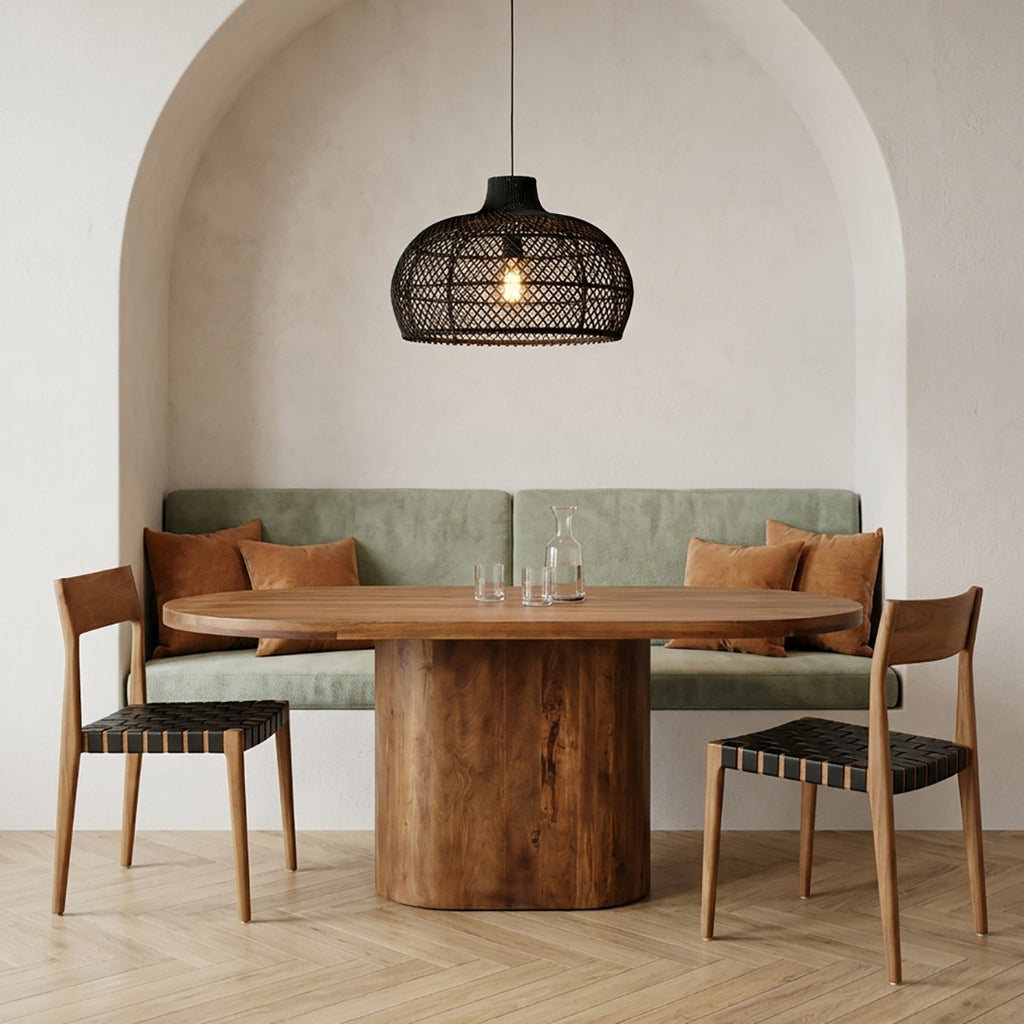 Bullnose Oblong Mango Wood Oval Dining Table - 240 cm