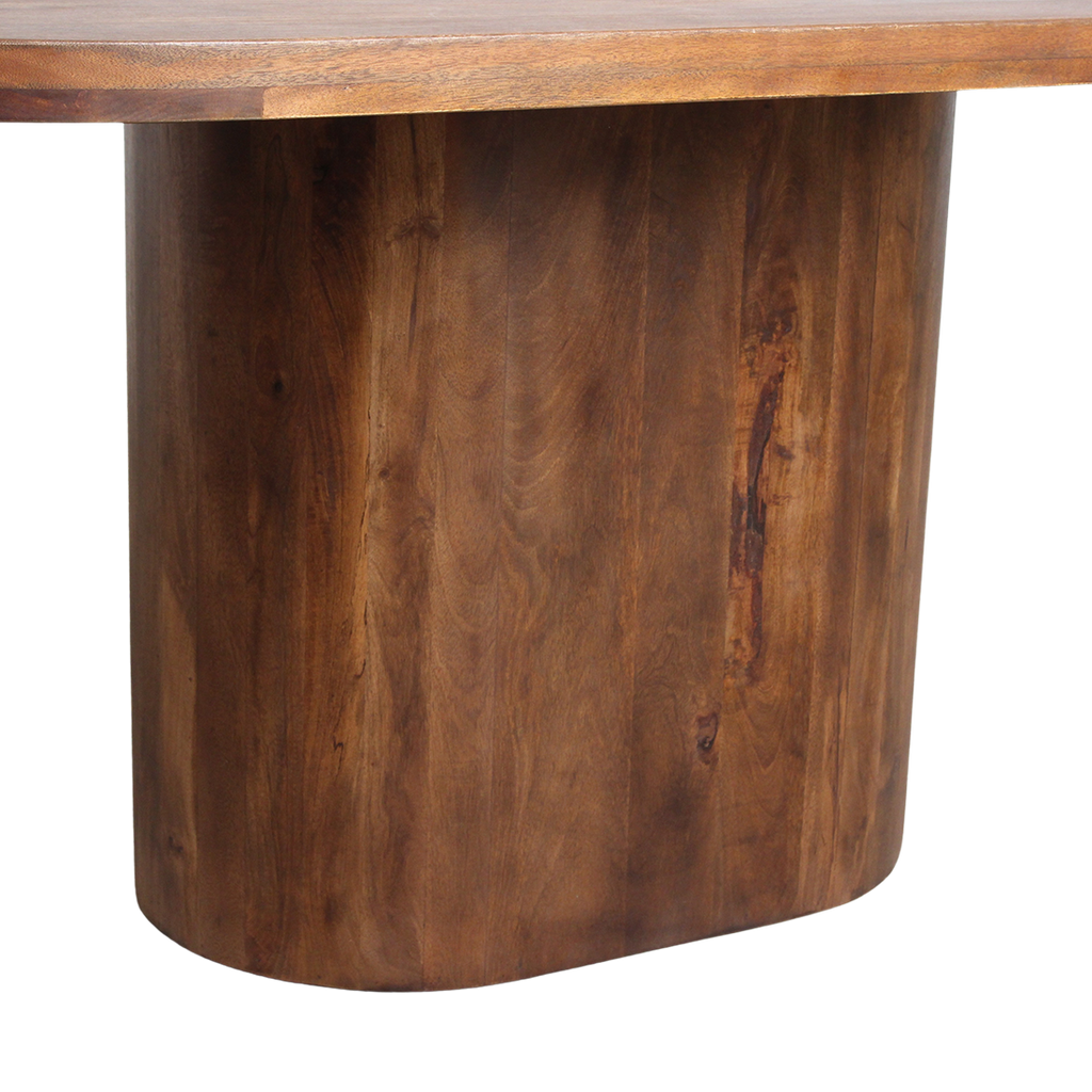 Bullnose Oblong Mango Wood Oval Dining Table - 240 cm