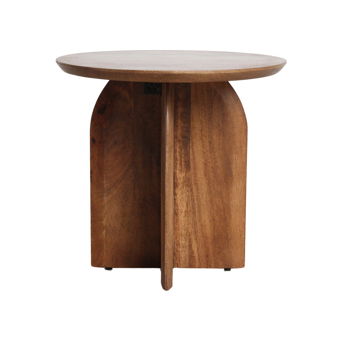 Bullnose mangohouten bijzettafel cross Ø 50 cm