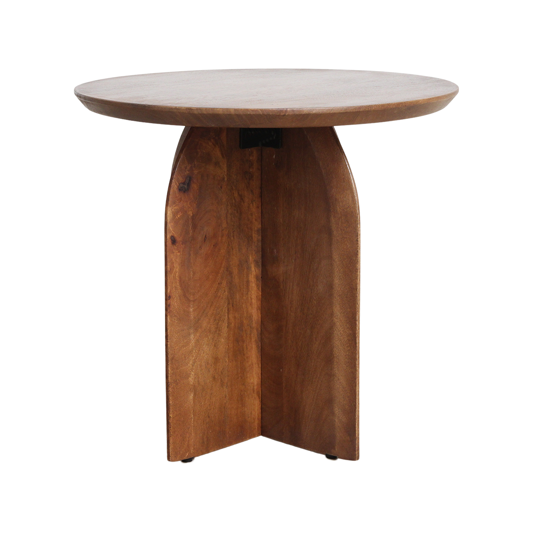 Bullnose mangohouten bijzettafel cross Ø 50 cm