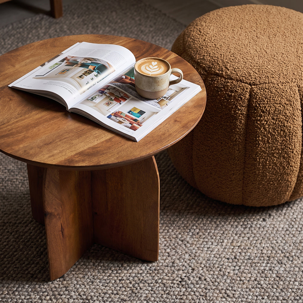 Bullnose mango wood side table cross Ø 55 cm