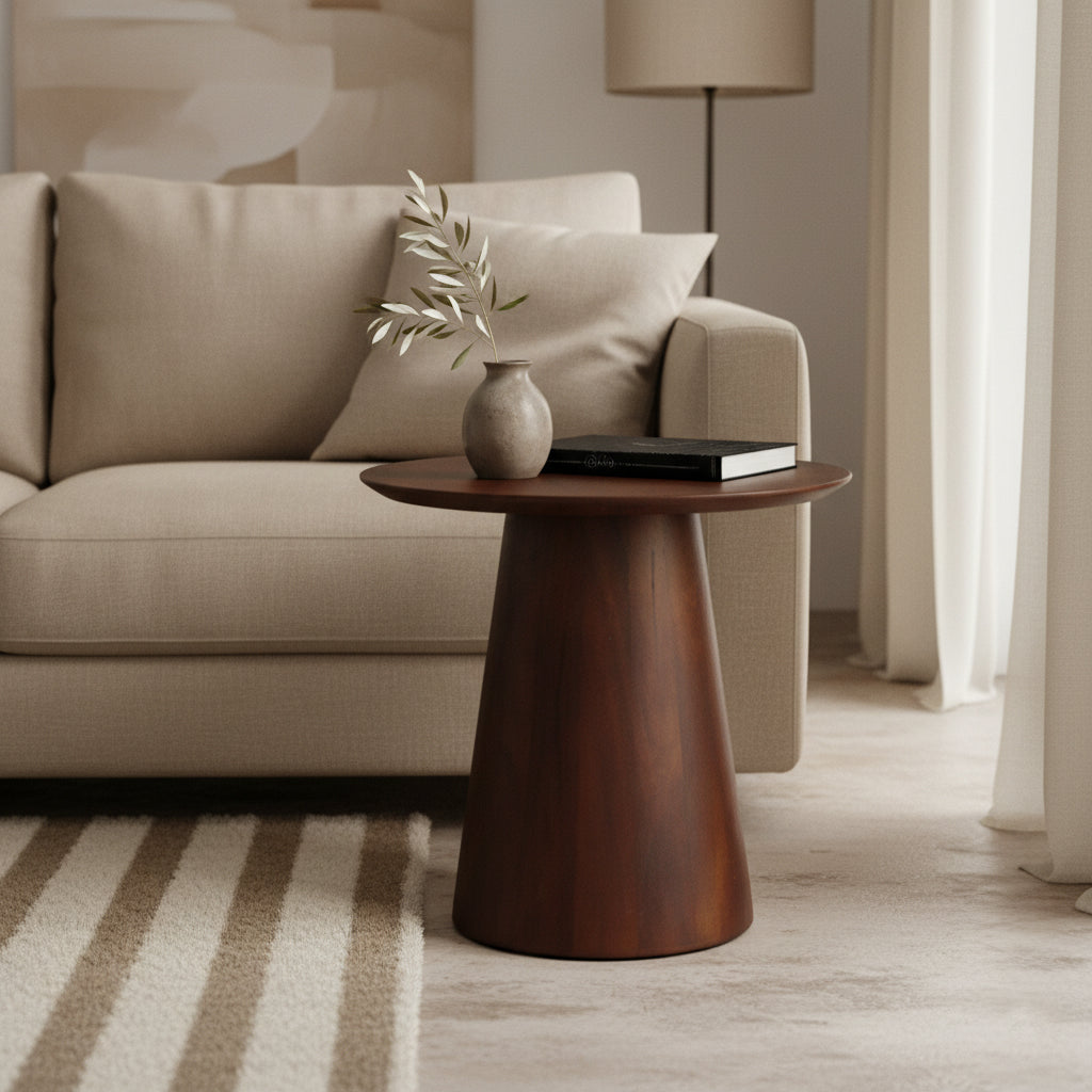 Bullnose mango wood side table cone Ø 50 cm