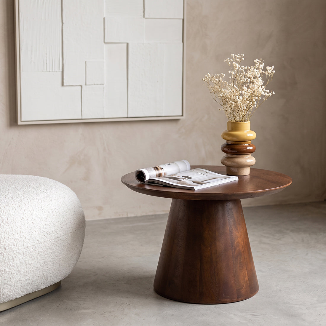 Bullnose Mango Wood Side Table Cone Ø 55 cm