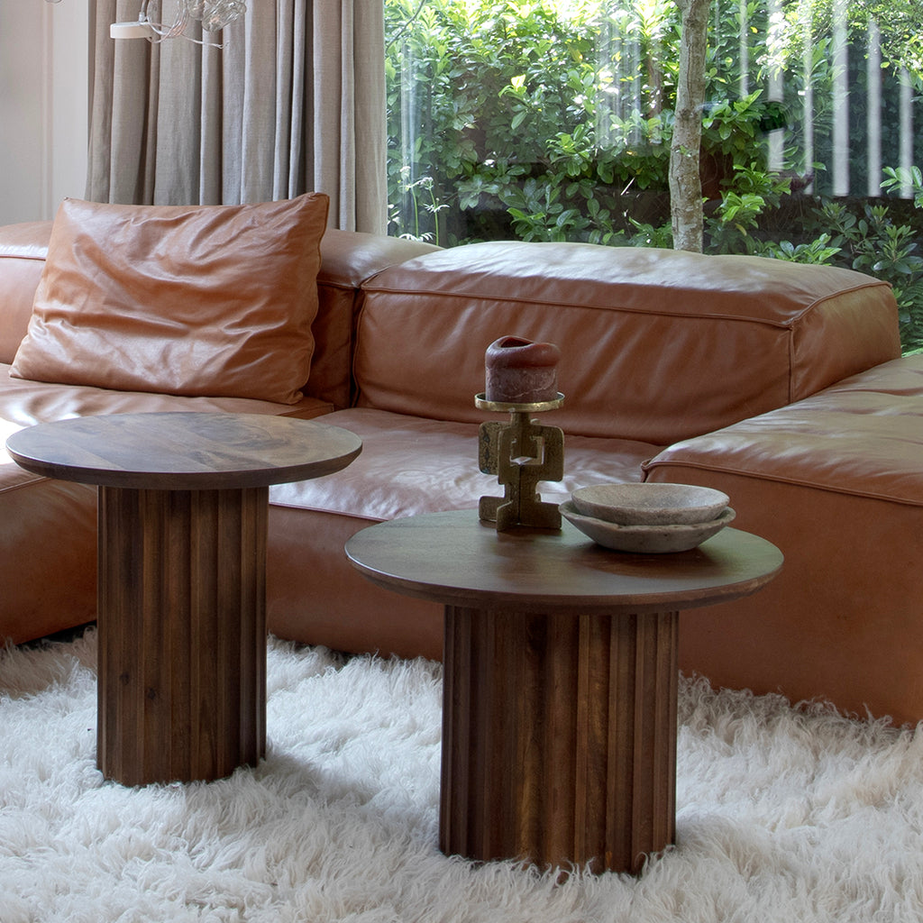 Bullnose side table reversed brown Ø 50 cm