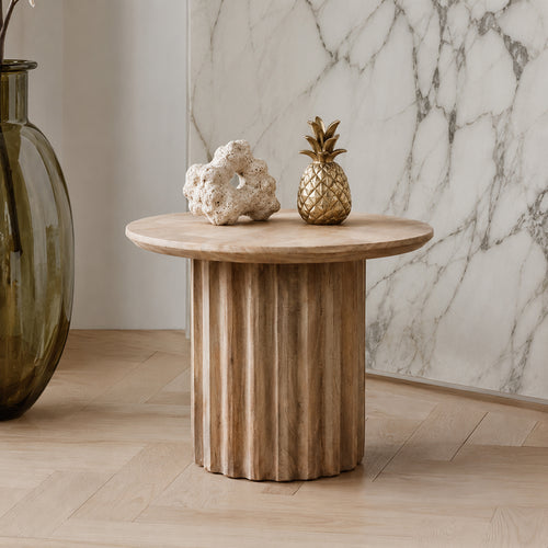 Bullnose side table reversed natural Ø 55 cm