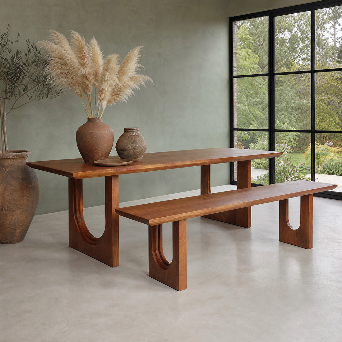 Bullnose Chamfered Arch mango wood dining table - 200 cm