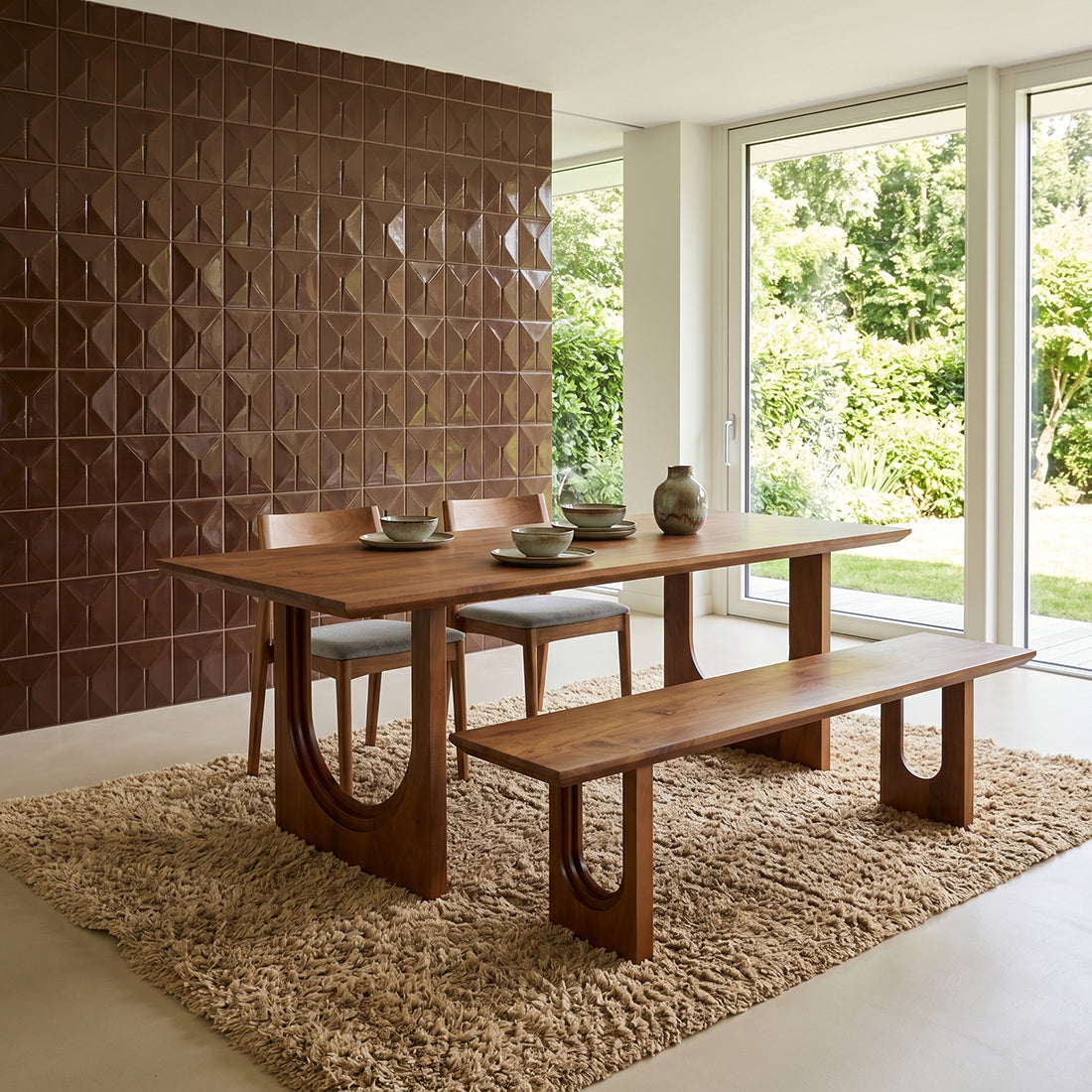 Bullnose Chamfered Arch mango wood dining table - 200 cm