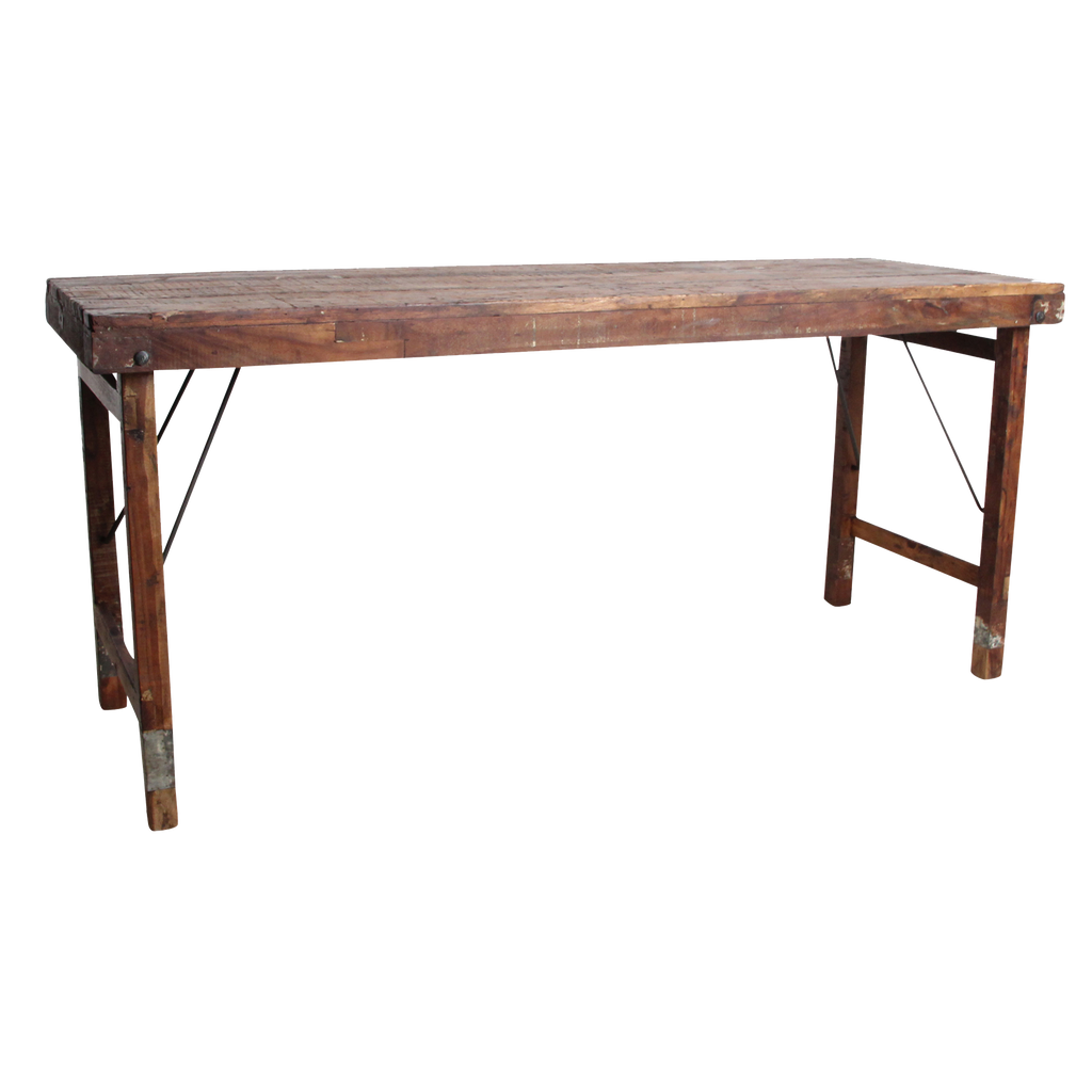 Foldable vintage dining table - Recycled wood - 173x60x76 cm