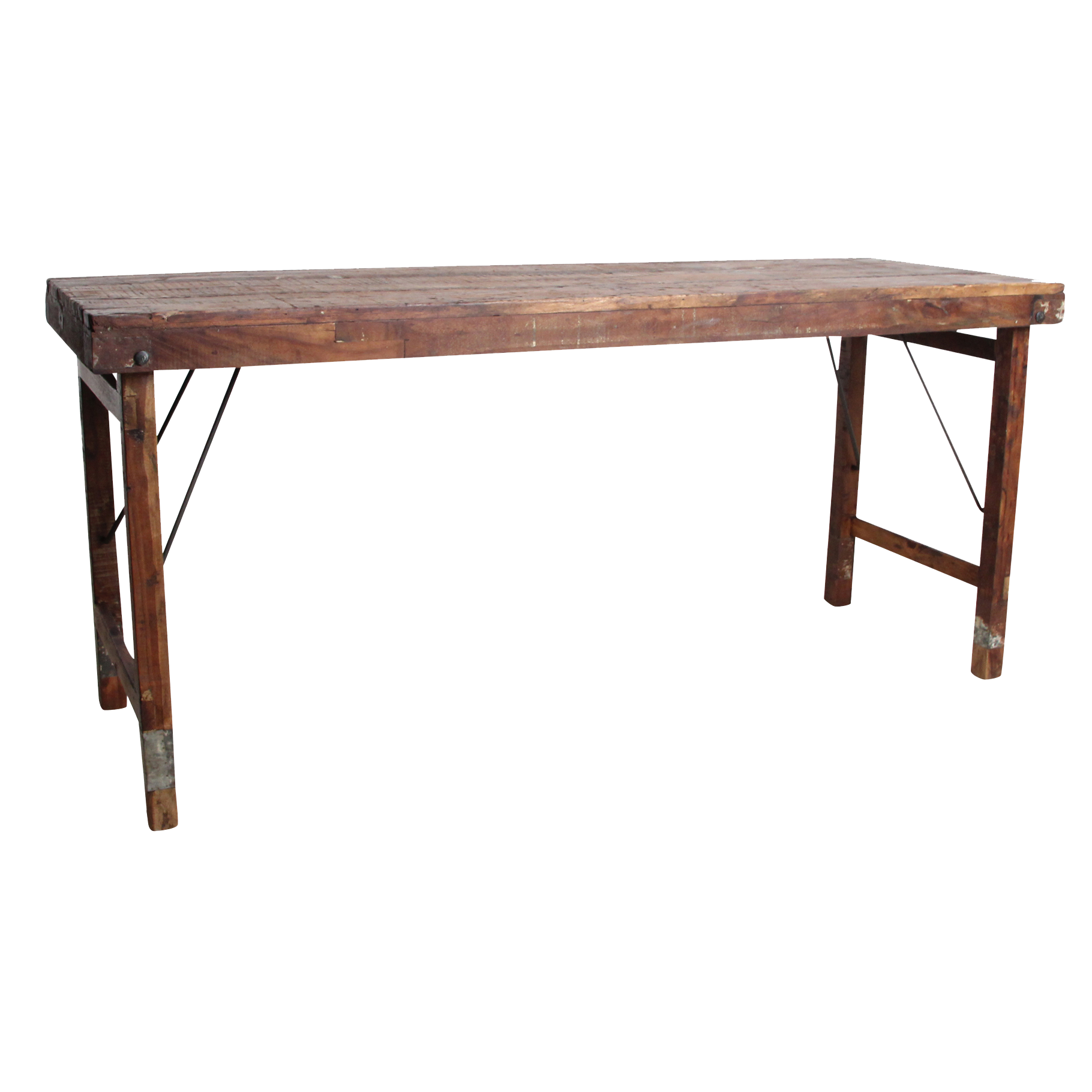 Foldable vintage dining table - Recycled wood - 173x60x76 cm