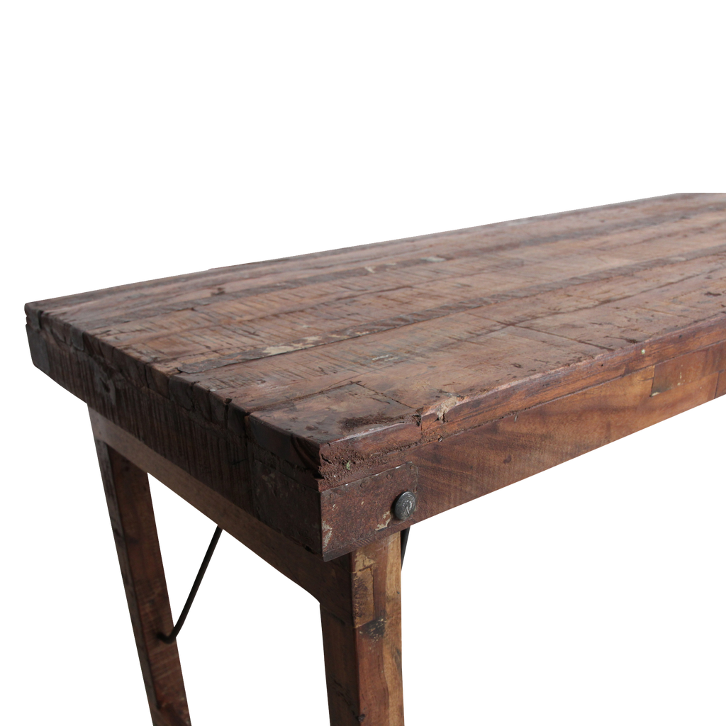 Foldable vintage dining table - Recycled wood - 173x60x76 cm