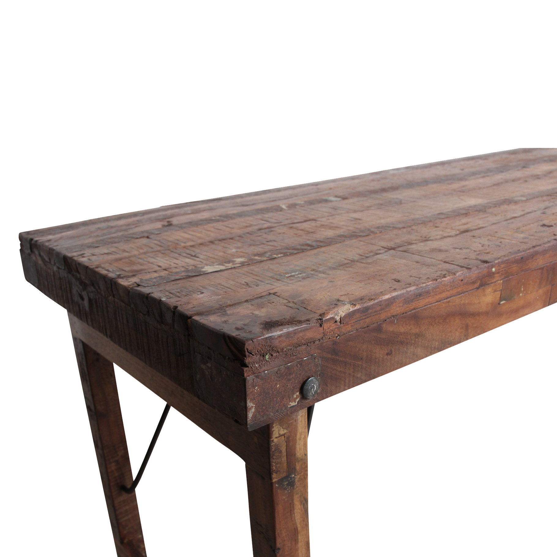 Foldable vintage dining table - Recycled wood - 173x60x76 cm