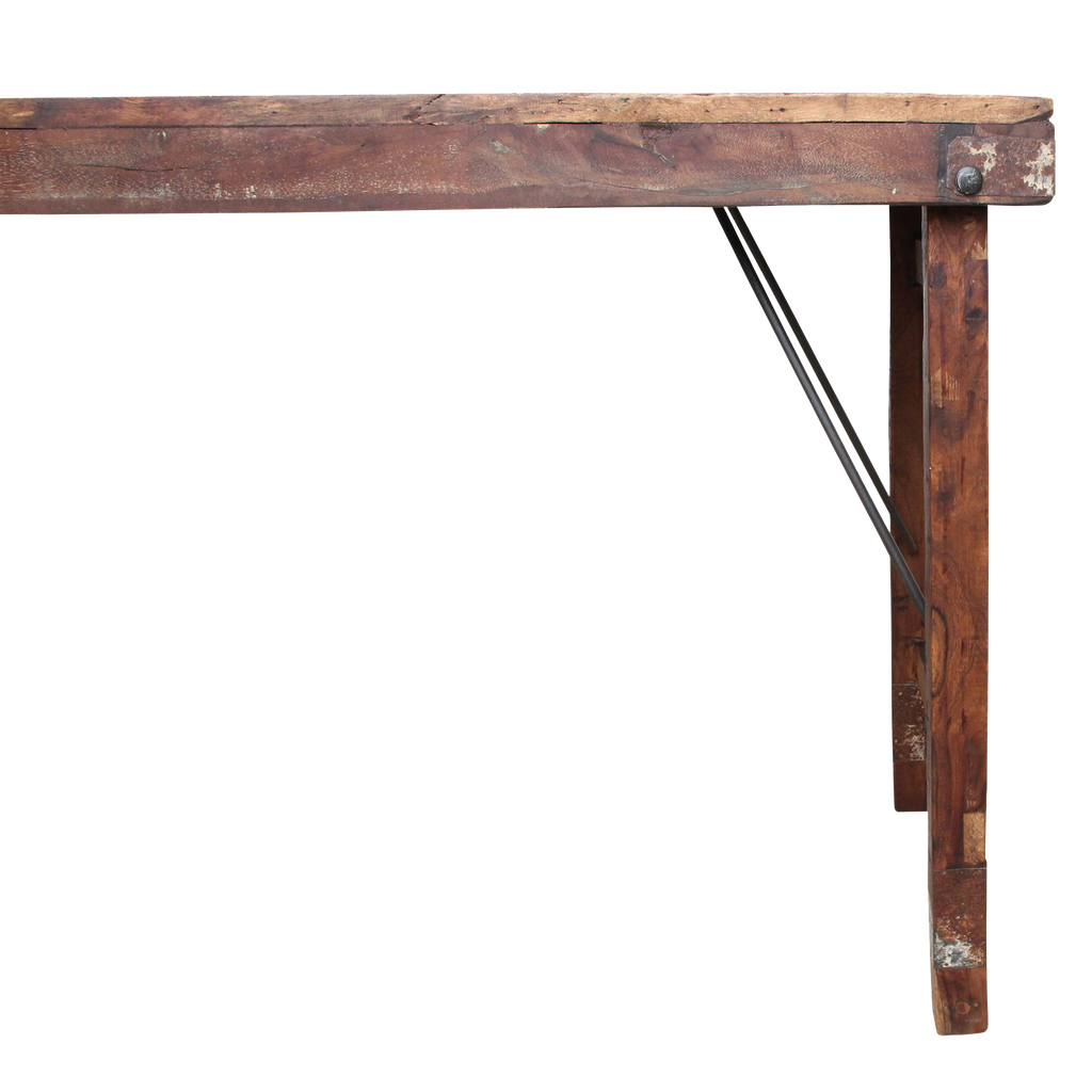 Foldable vintage dining table - Recycled wood - 173x60x76 cm