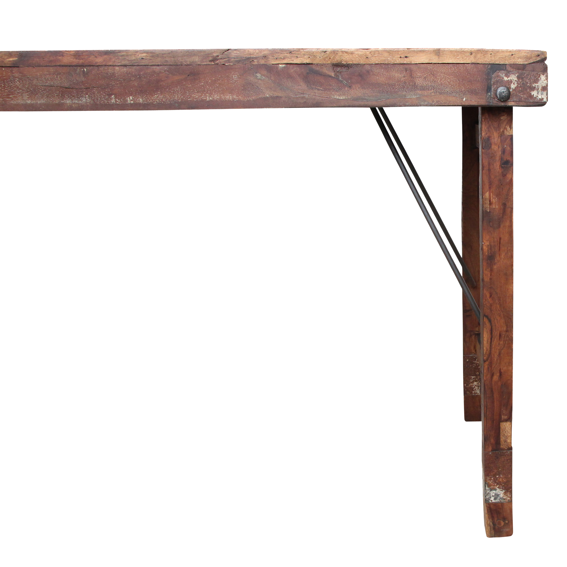 Foldable vintage dining table - Recycled wood - 173x60x76 cm