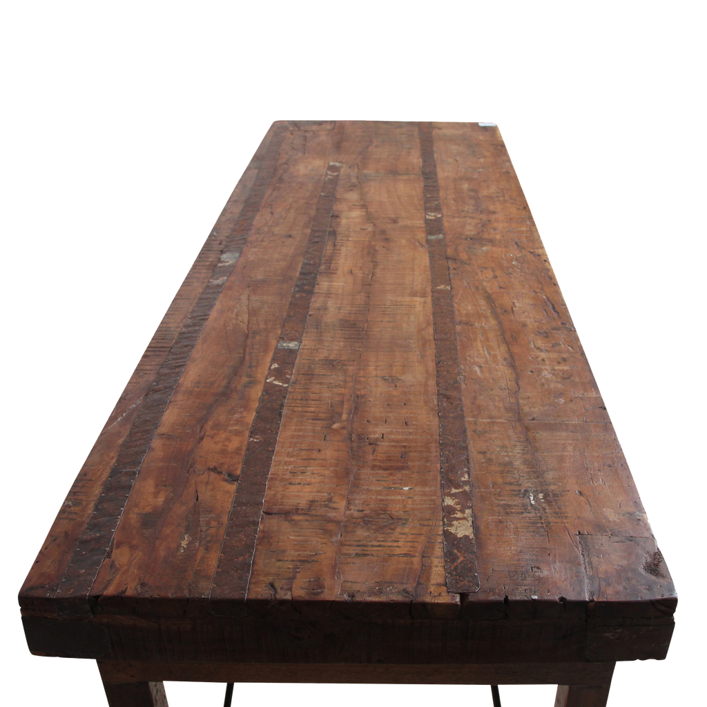 Foldable vintage dining table - Recycled wood - 173x60x76 cm
