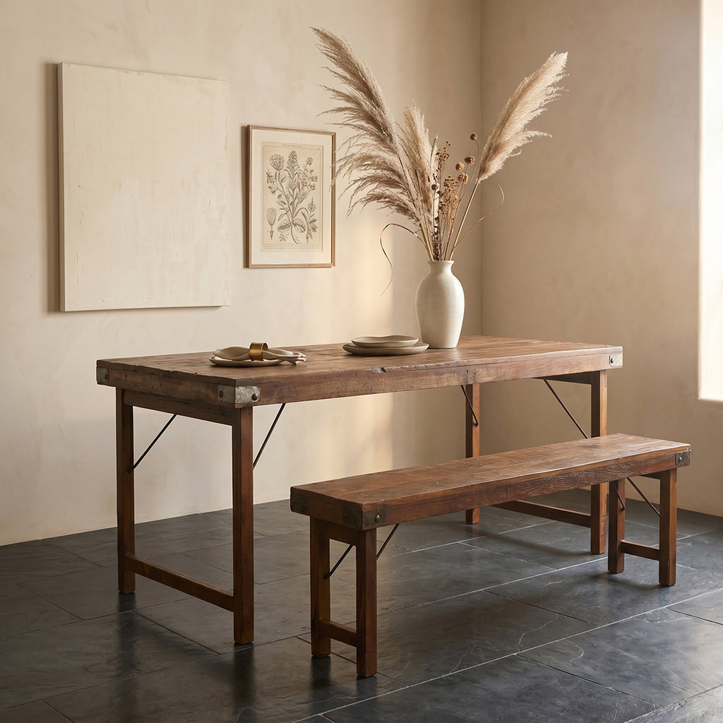 Foldable Vintage Dining Table - Reclaimed Wood - 165x75x76 cm