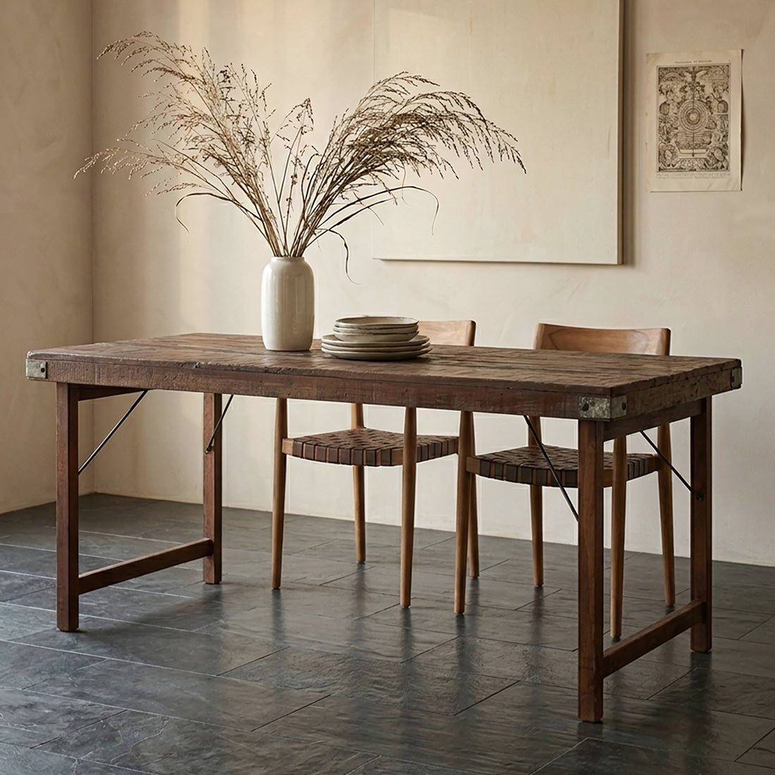 Foldable Vintage Dining Table - Reclaimed Wood - 165x75x76 cm