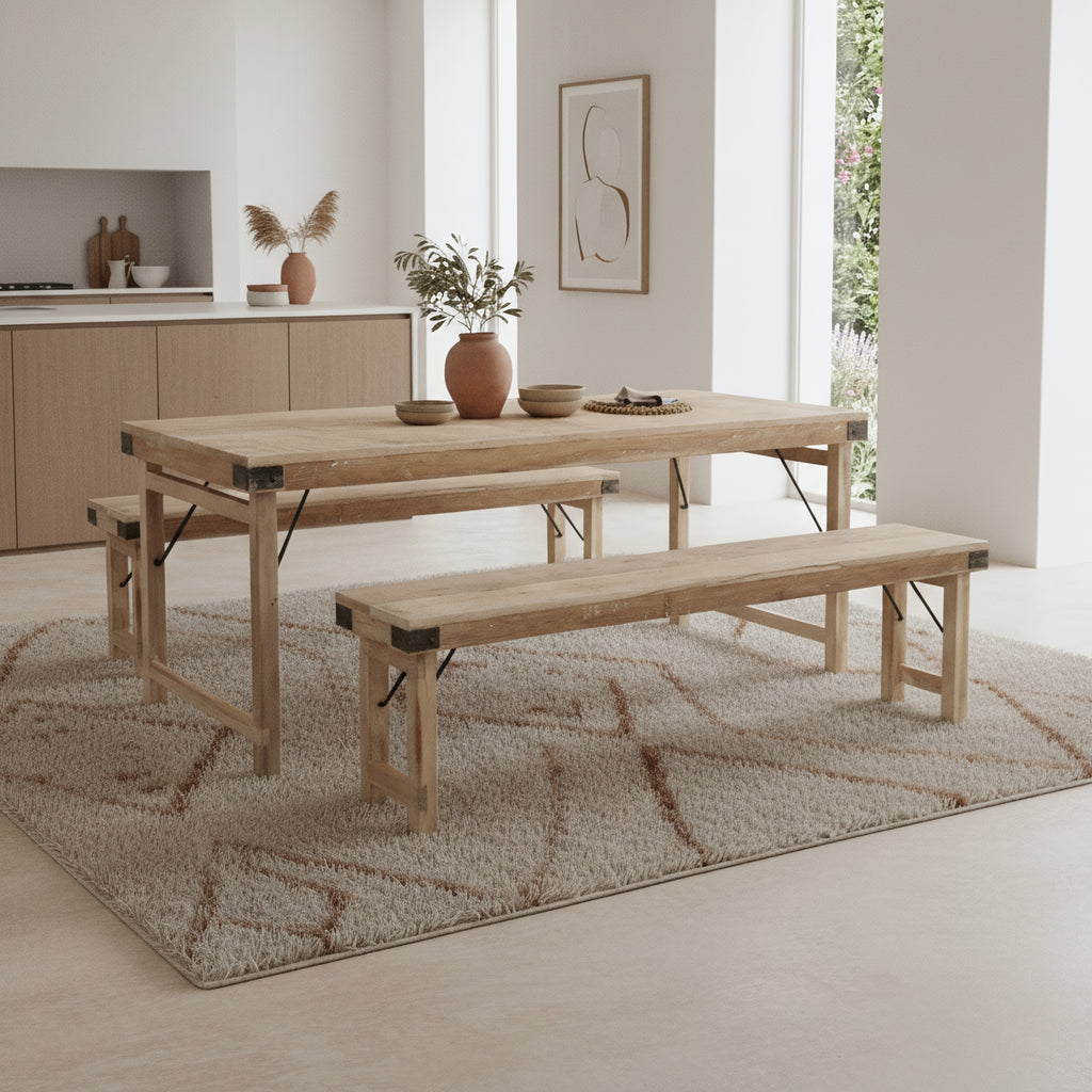 Limewash opklapbare eettafel - 165x75x76 cm