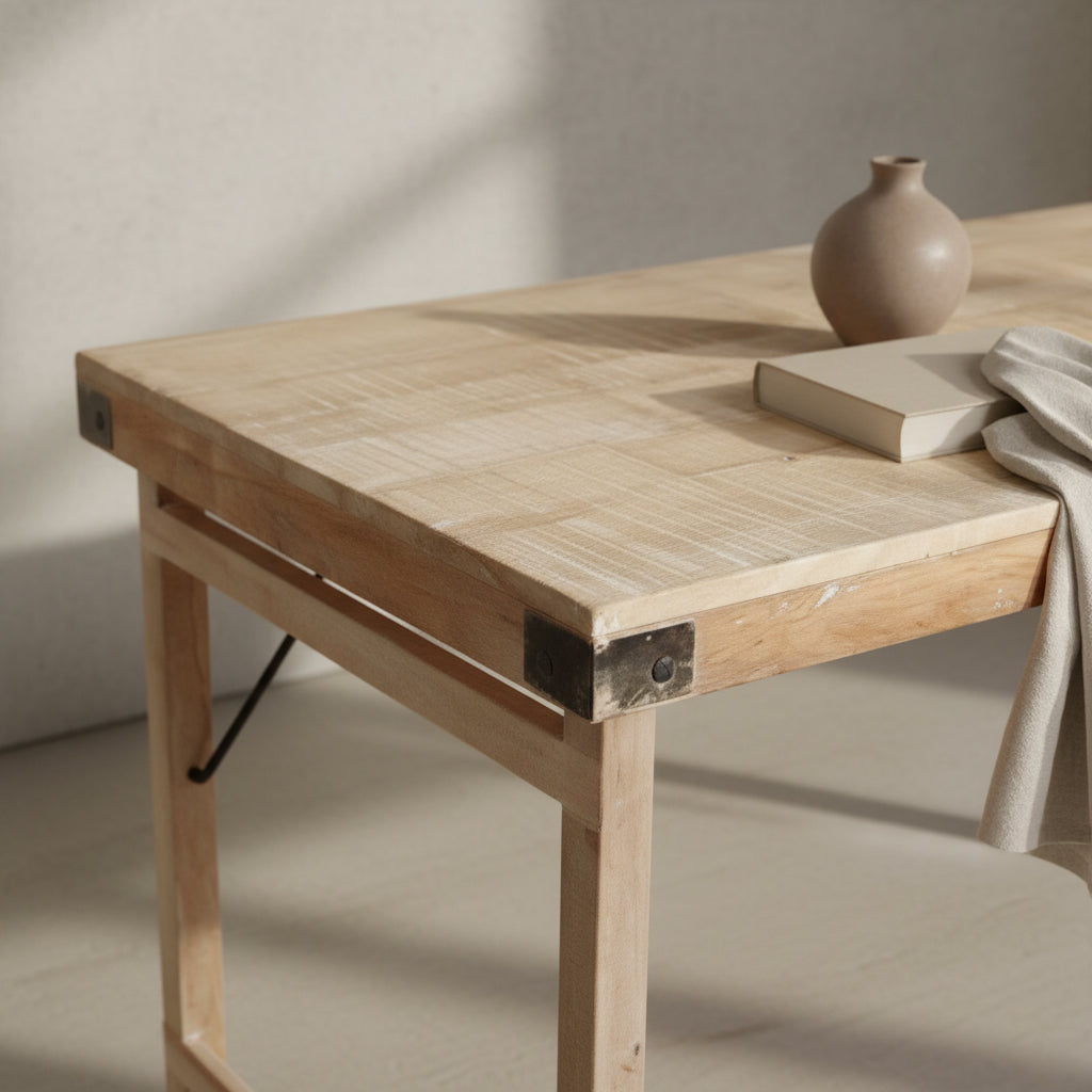Limewash opklapbare eettafel - 165x75x76 cm