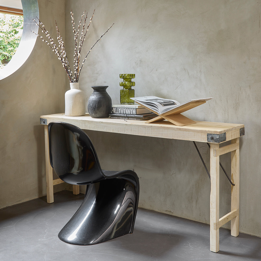 Limewash opklapbare wandtafel/console tafel - 170x40x76 cm