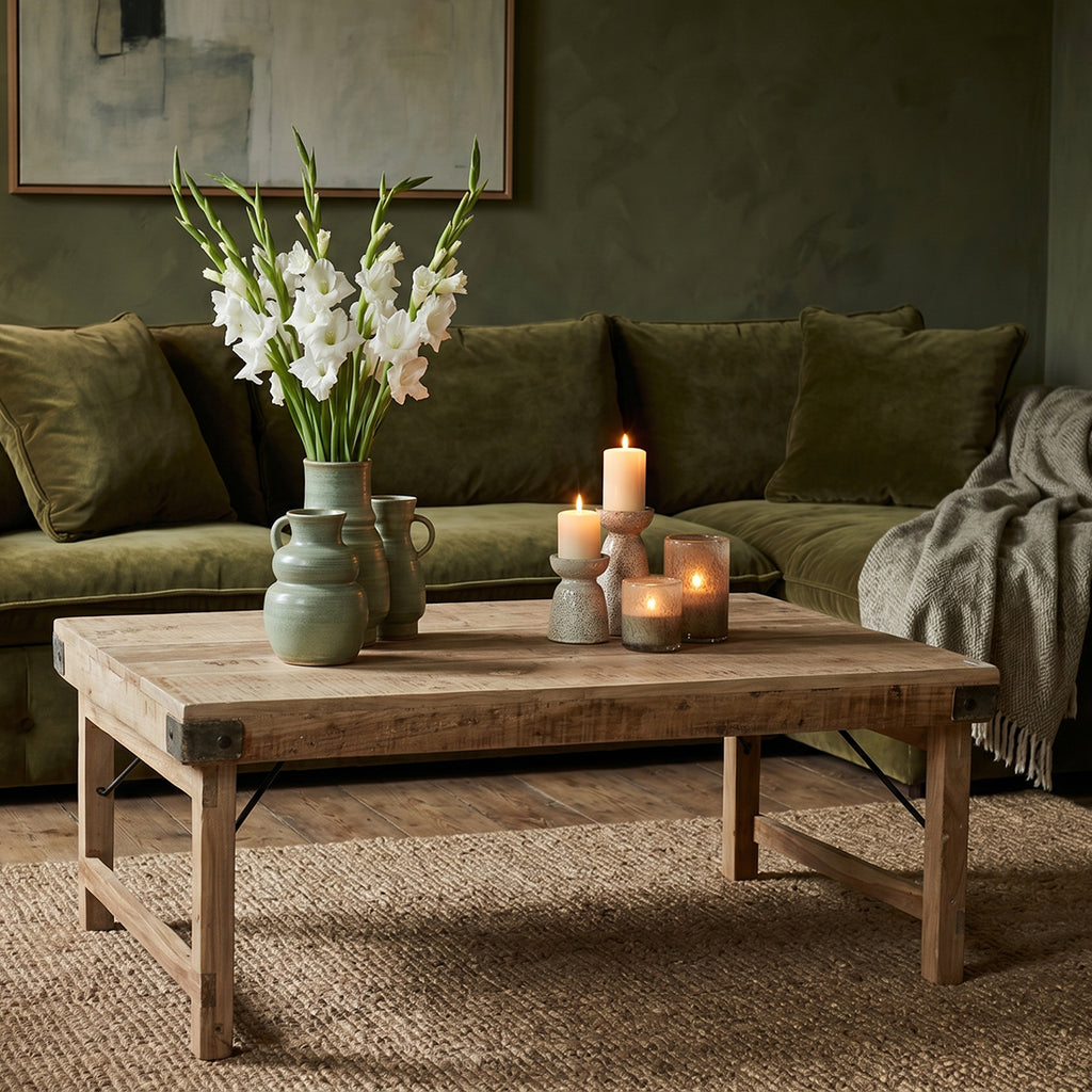 Limewash foldable coffee table - 120x75x45 cm