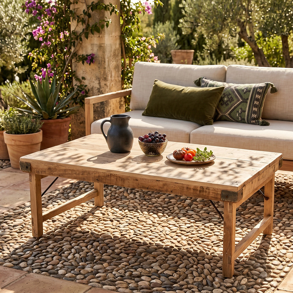 Limewash foldable coffee table - 120x75x45 cm