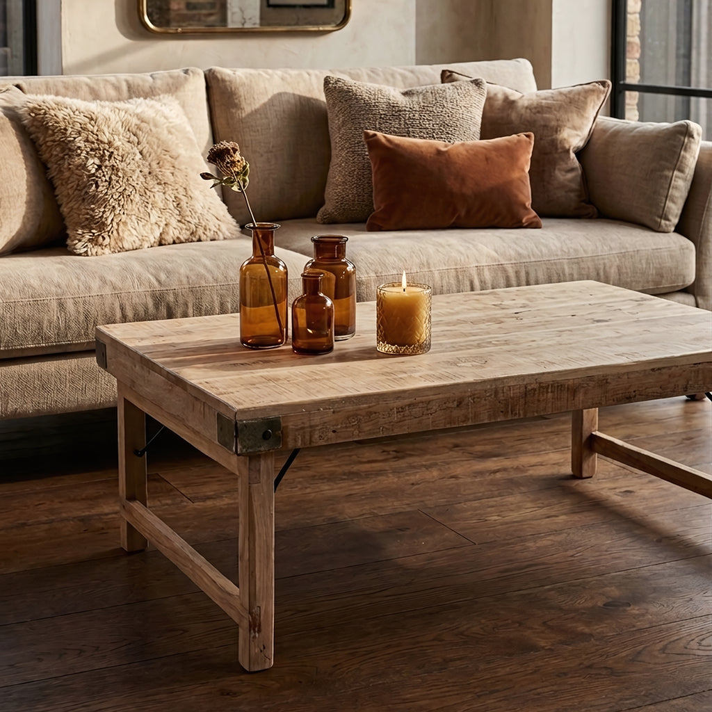 Limewash foldable coffee table - 120x75x45 cm