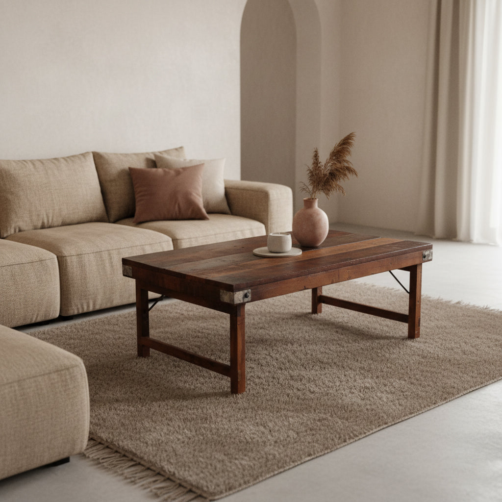 Bruine inklapbare salontafel - 120x75x45 cm