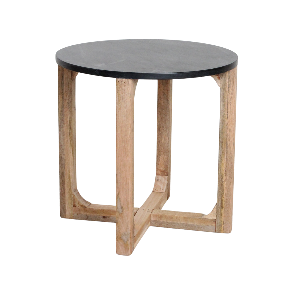 Marmeren bijzettafel rond - zwart