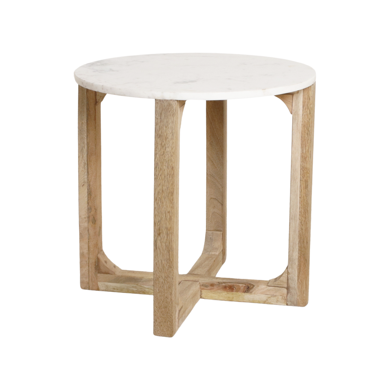 Marmeren bijzettafel rond - wit