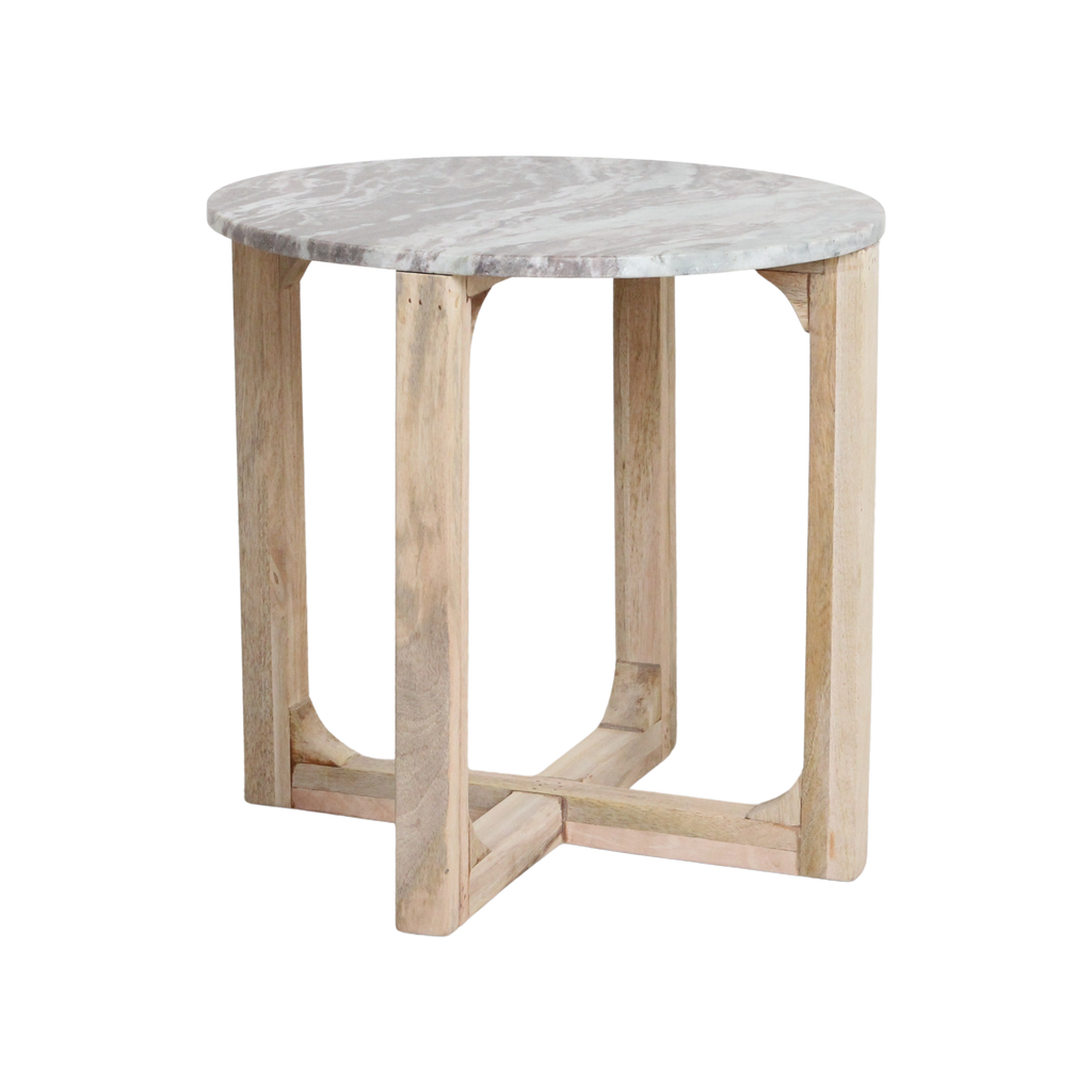Round marble side table - fantasy brown