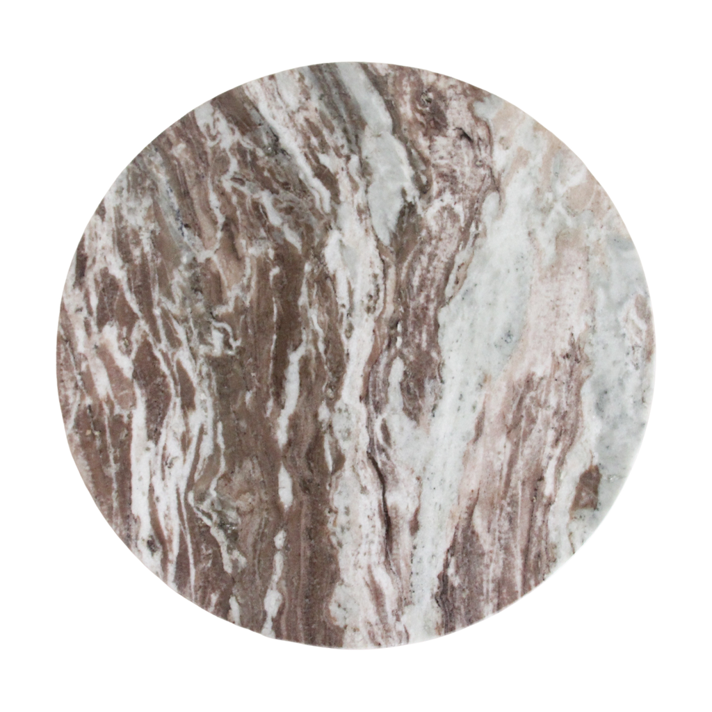 Round marble side table - fantasy brown