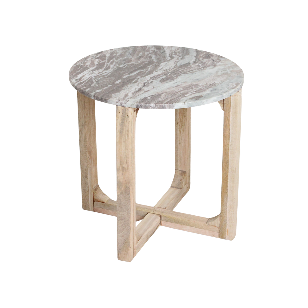 Round marble side table - fantasy brown